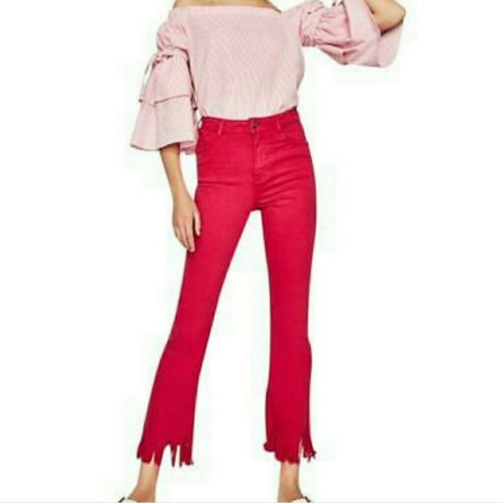 Zara Trafaluc High Waisted Cropped Flare Jeans